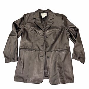 Women's Oversized Black Leather Jacket M tag size but could fit L